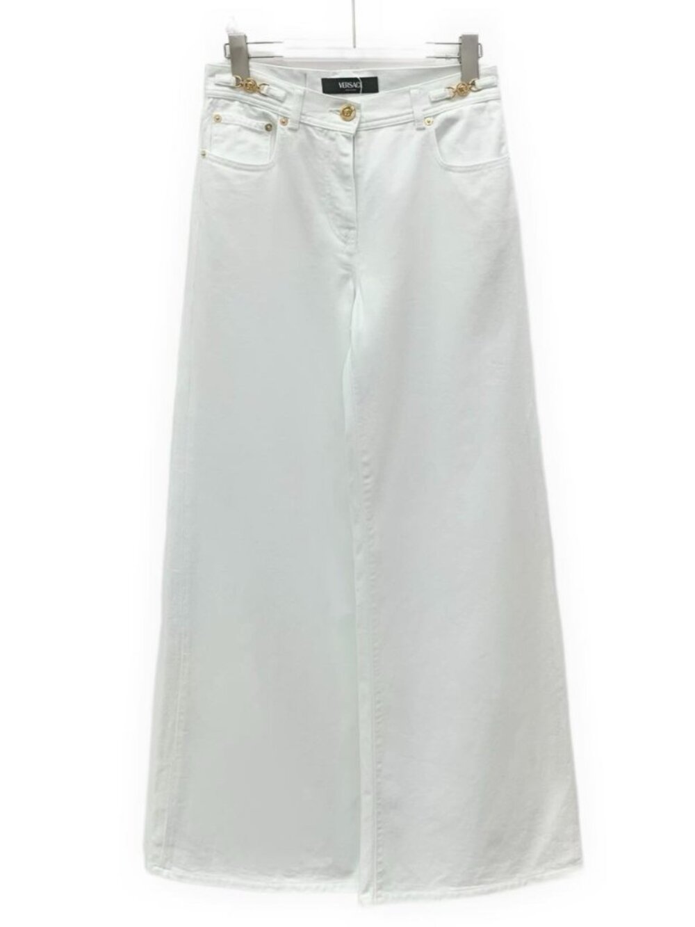 X31182 Versace white leather logo casual trousers size 27 99 new